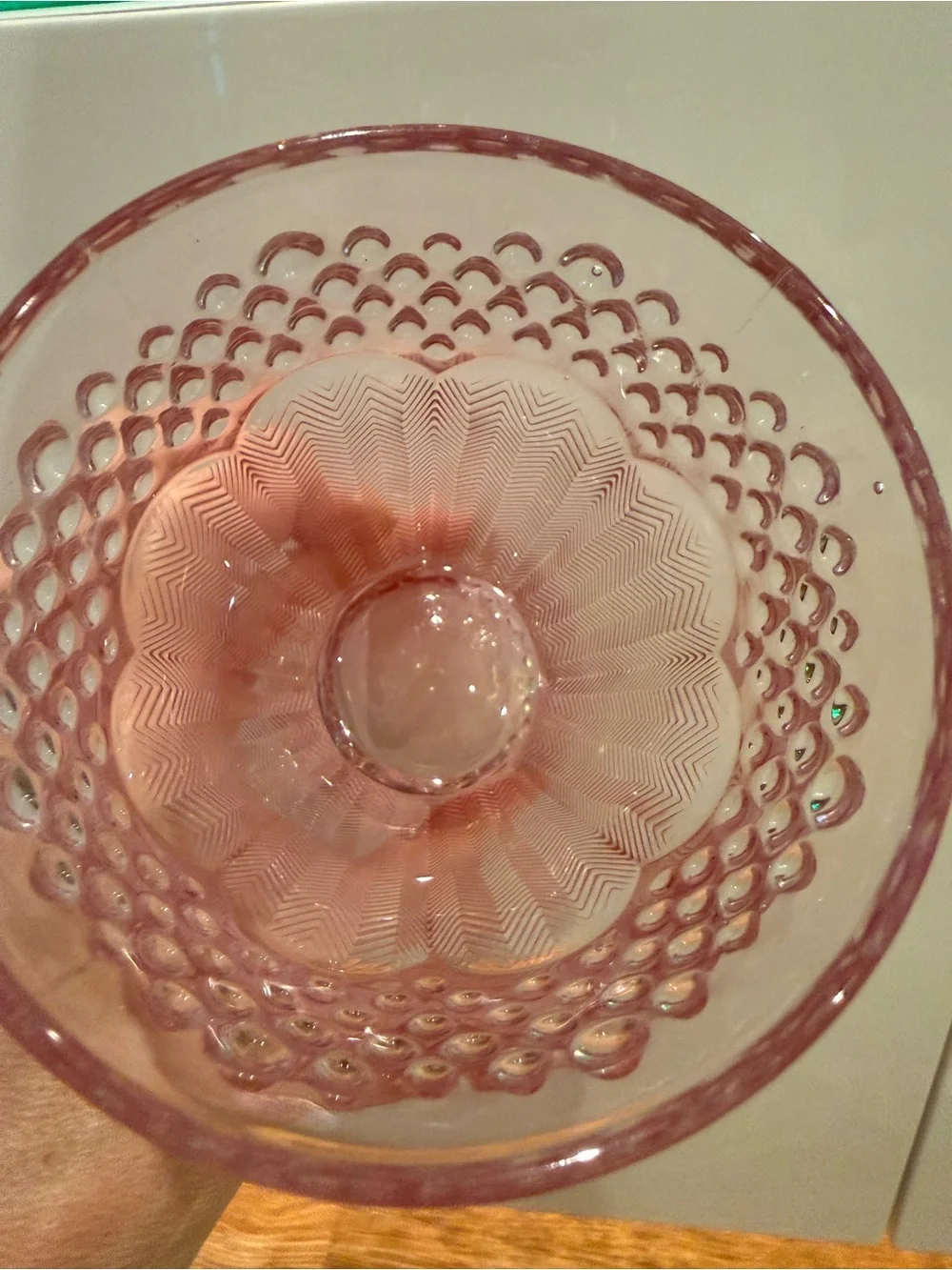 Gorham Crystal Emily's Attic Pink Hobnail Goblets 5’Italy~4 Pc Set excllent cond